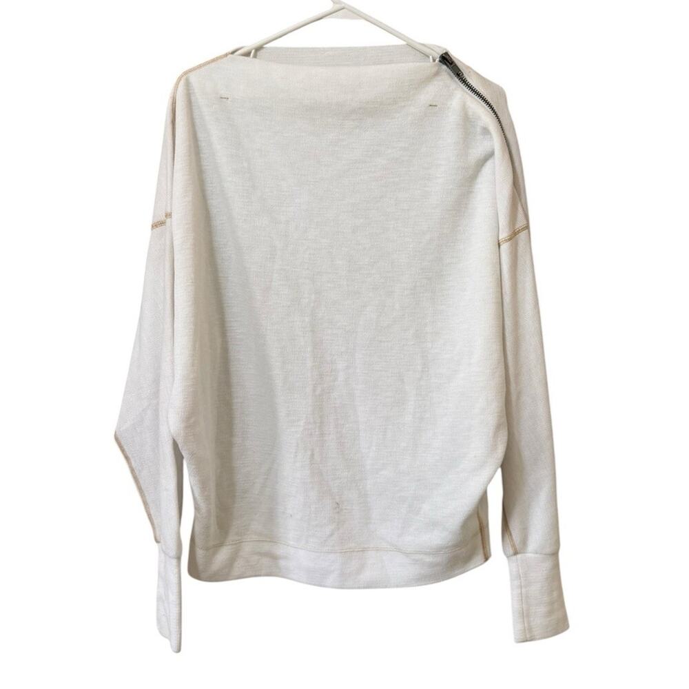 We the Free People Ivory Nikala Zip Shoulder Sweater Women Size Medium Preppy